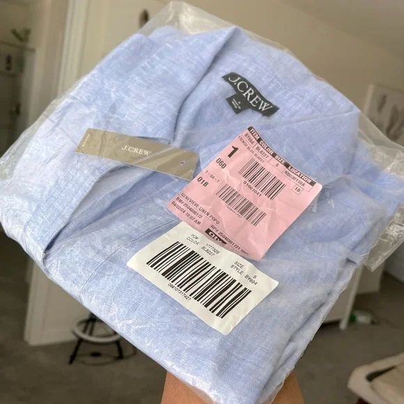 NWT J.Crew Genevieve linen popover French blue - Picture 5 of 5